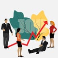 Vector business illustration, leadership qualities in a creative team, direction to a successful path, Royalty Free Stock Photo